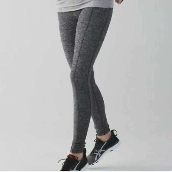 Lululemon Run Turn Around Tight Heathered Gray Black Ruched‎ Leggings Women’s 6 - Picture 1 of 12
